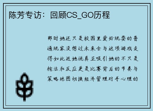 陈芳专访：回顾CS_GO历程